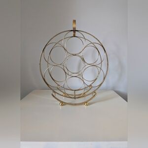 Gold Plated Metal Round Wine Rack